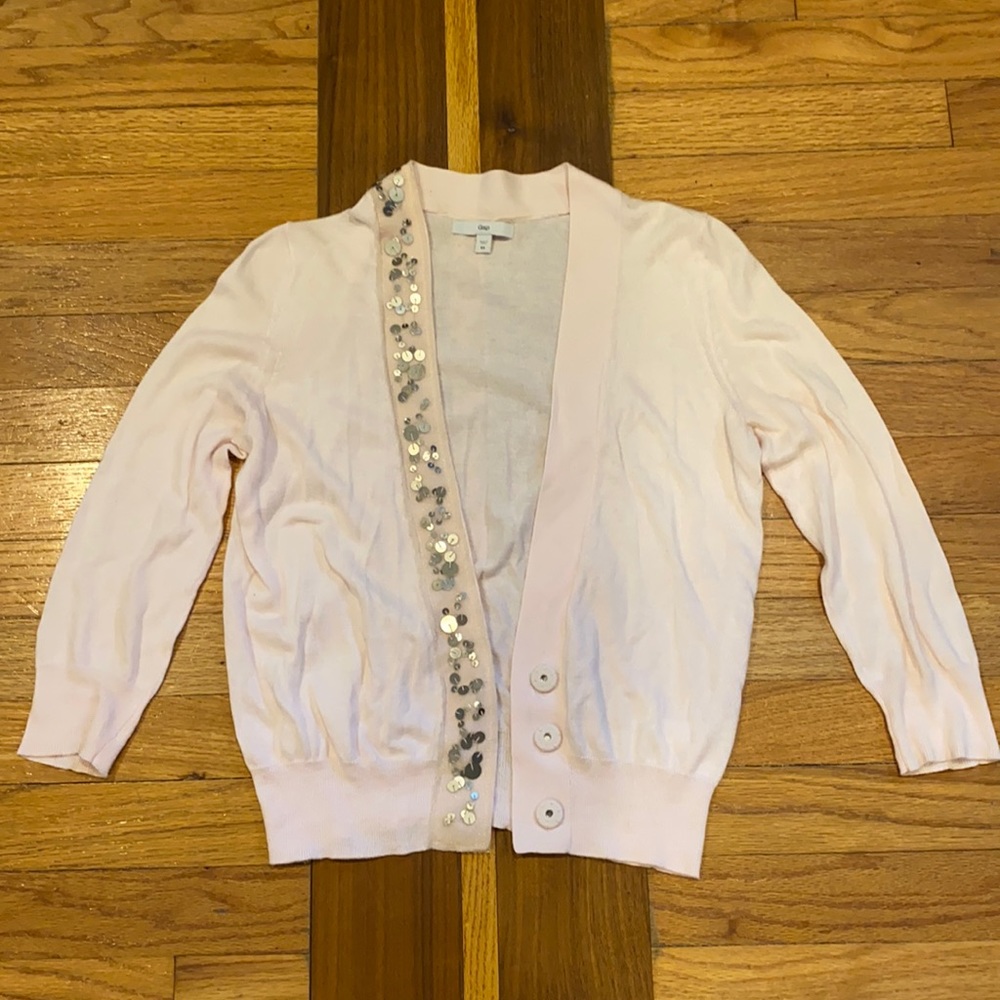 Gap Pale Pink Gold Sequin Detailed Cardigan in x-small